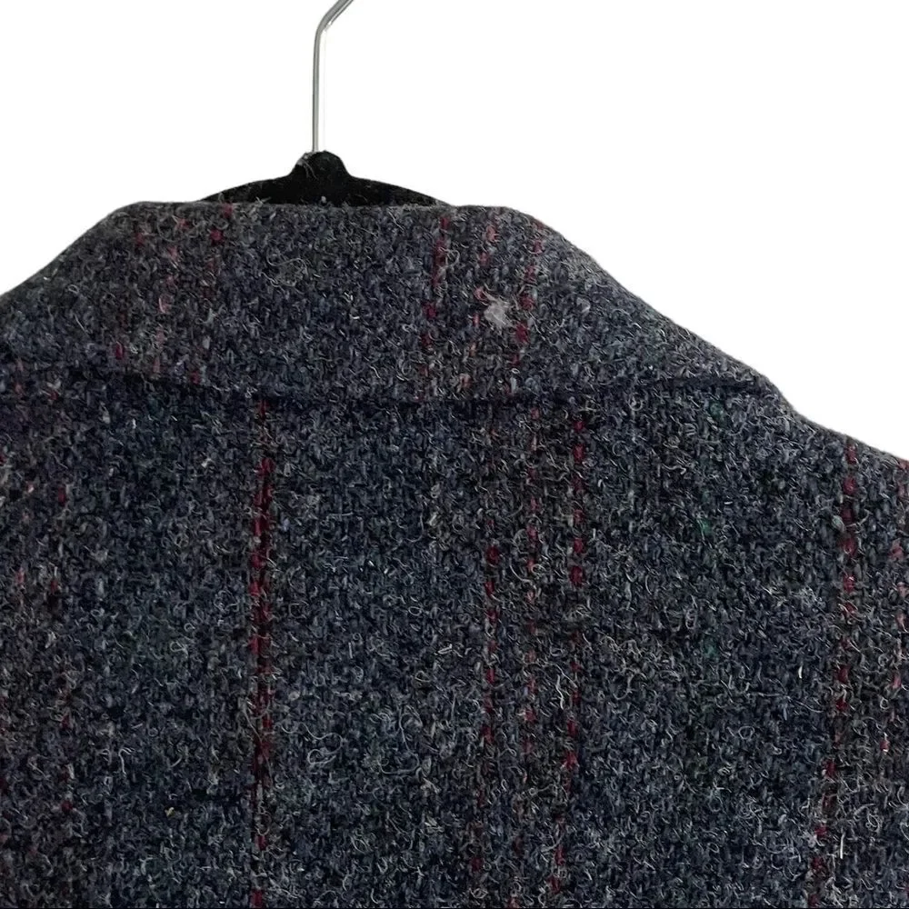 HARRIS TWEED Vintage Hand Woven Wool Sports Coat Jacket Blazer Navy Blue 40R - Picture 8 of 11